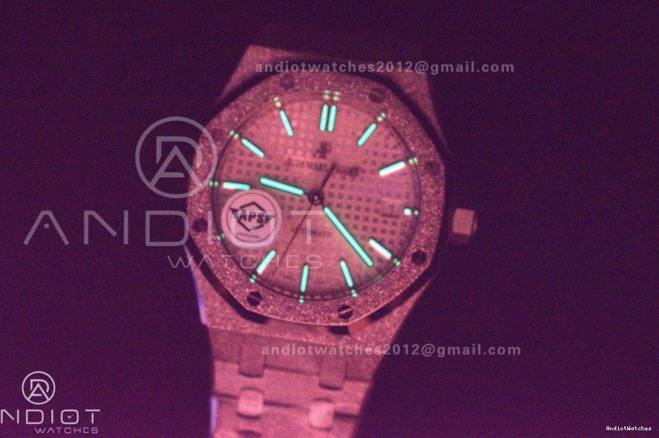 Edition 37mm Best Bracelet 15454 Super APSF Affordable 1033 SA3120 Dial Textured Oak On Frosted SS 1:1 White Royal Clone SS 0406